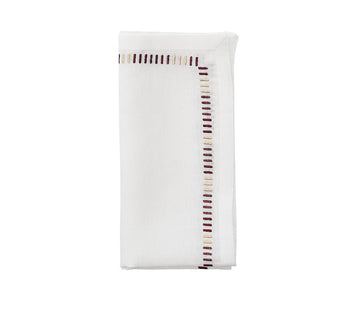 Kim Seybert Napkins: BACCARAT Harmonie in White, Red & Gold, Set of 4